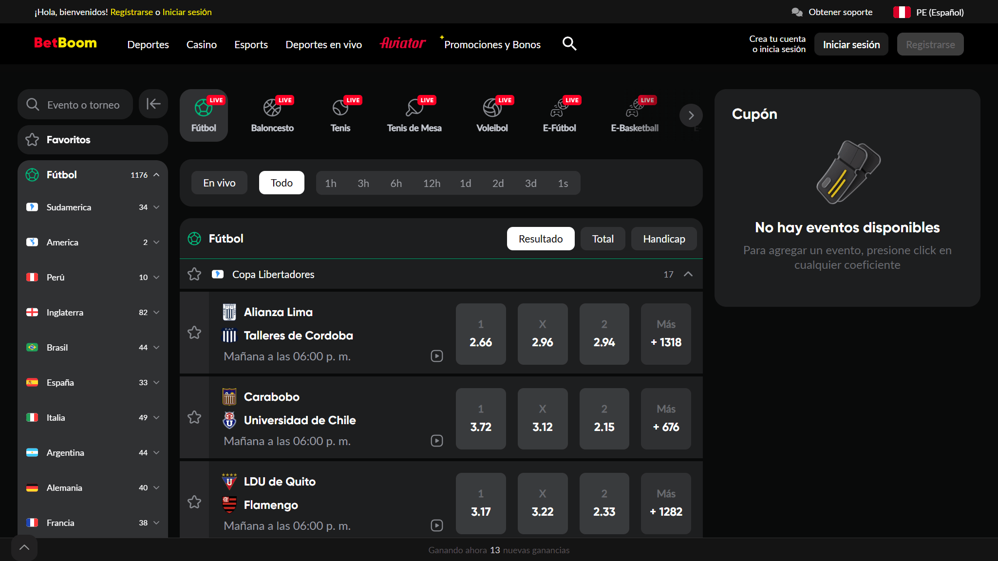 Apuestas deportivas en Betboom