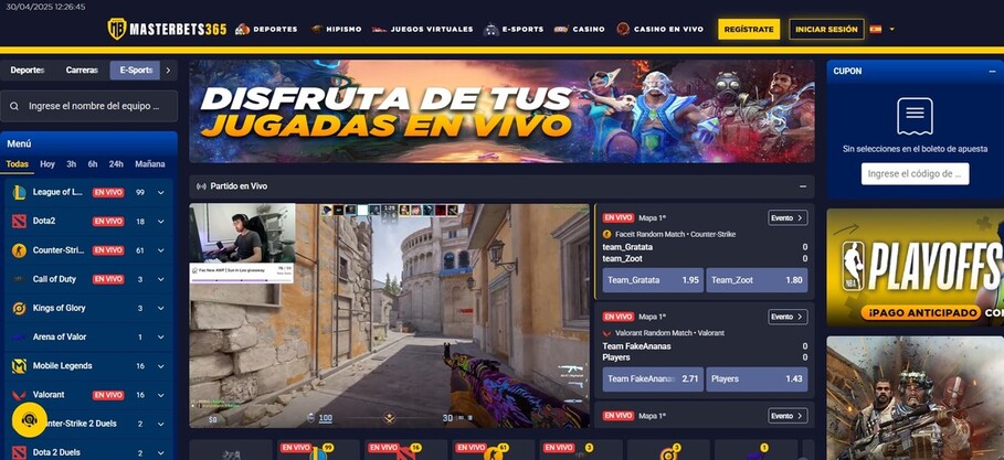 En vivo esports Masterbets