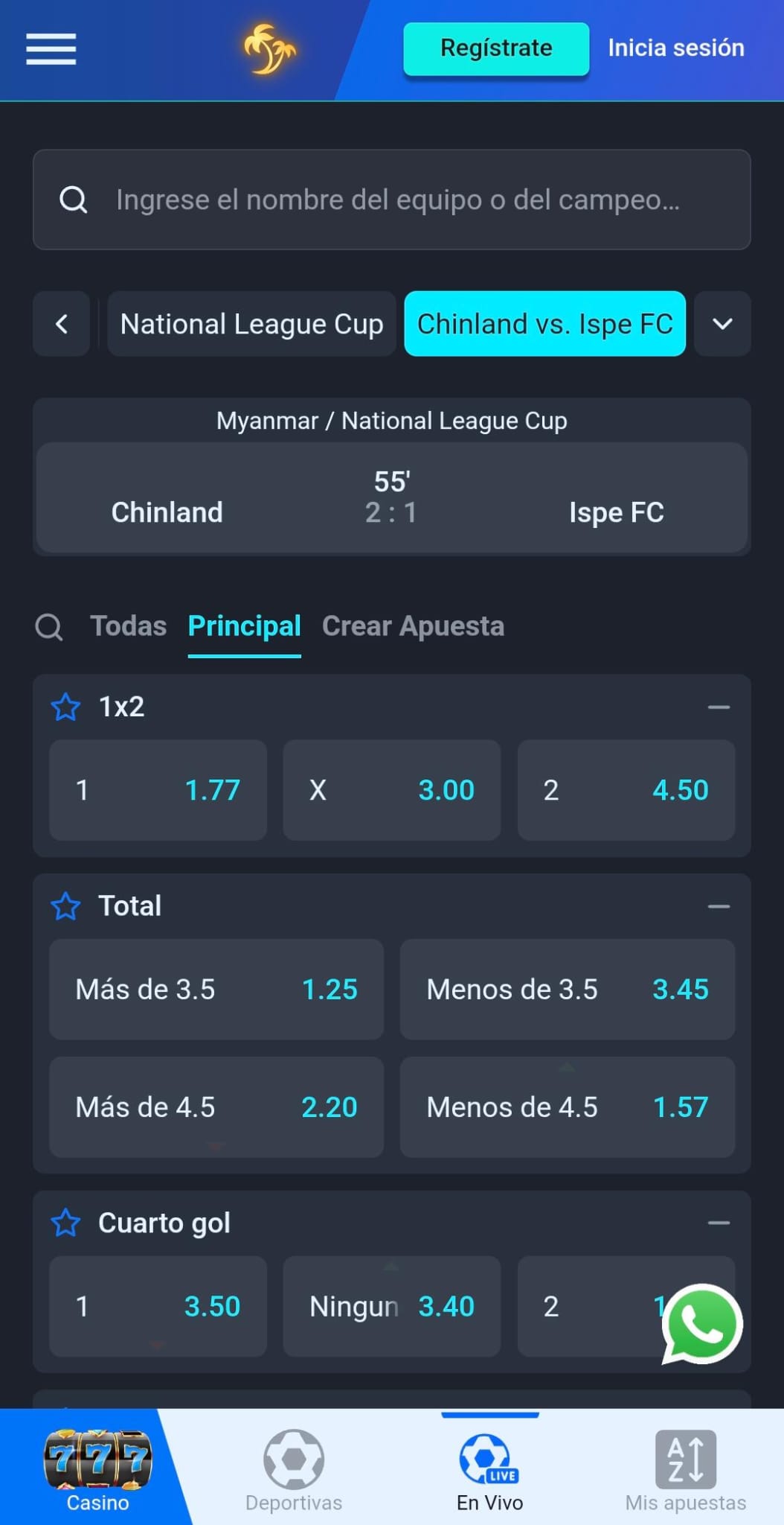 Apuestas en Vivo Palmsbet