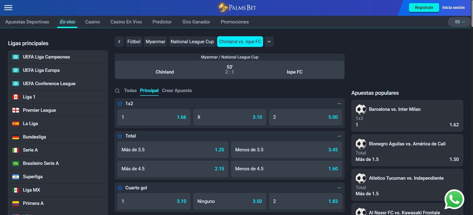 Apuestas en Vivo Palmsbet