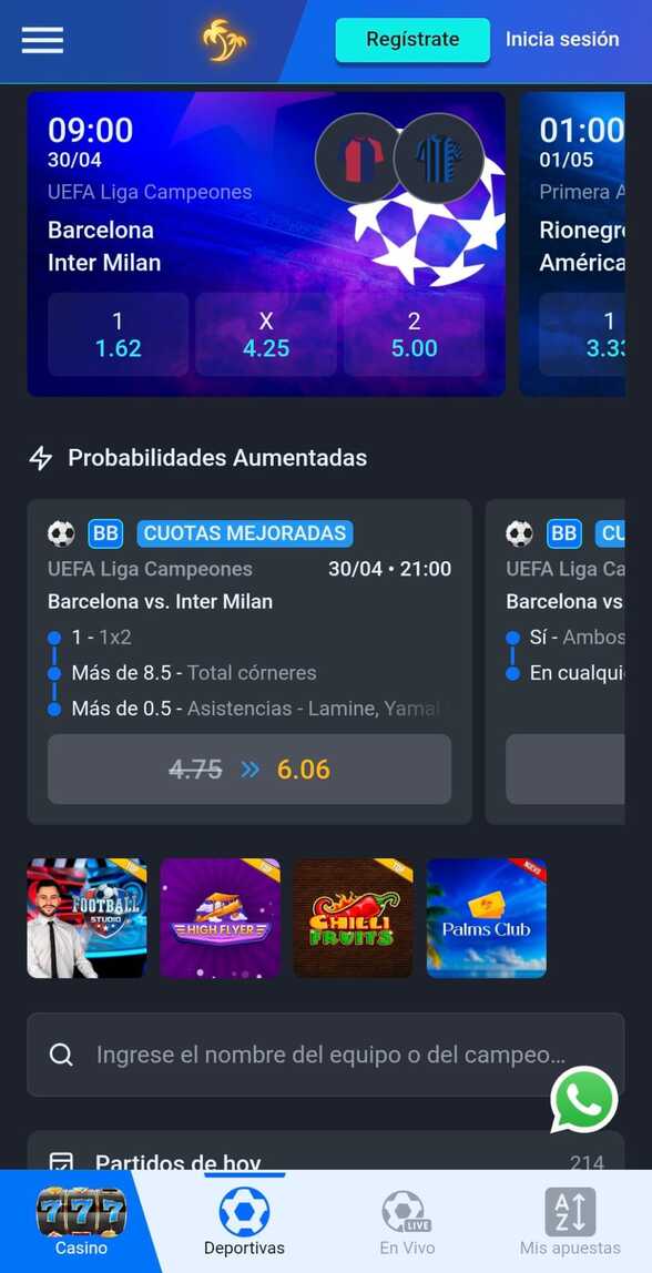 Homepage Palmsbet