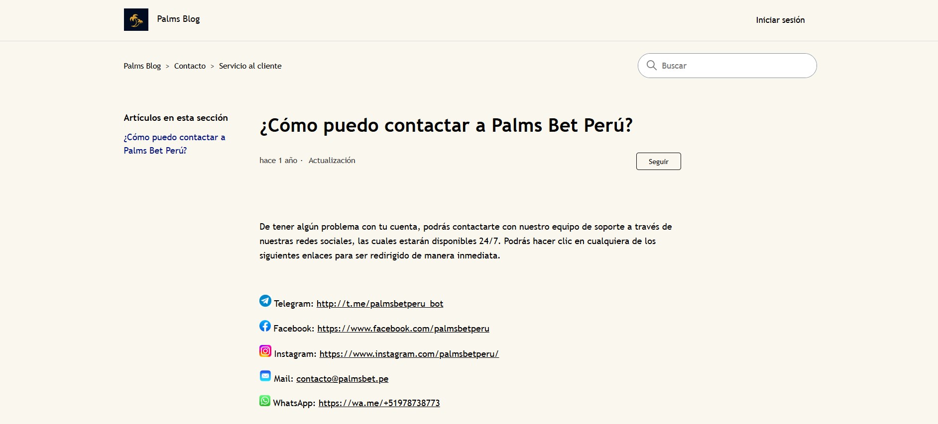 Palmsbet Contacto