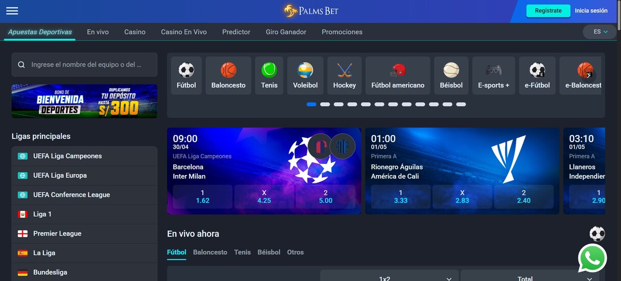 Palmsbet Homepage