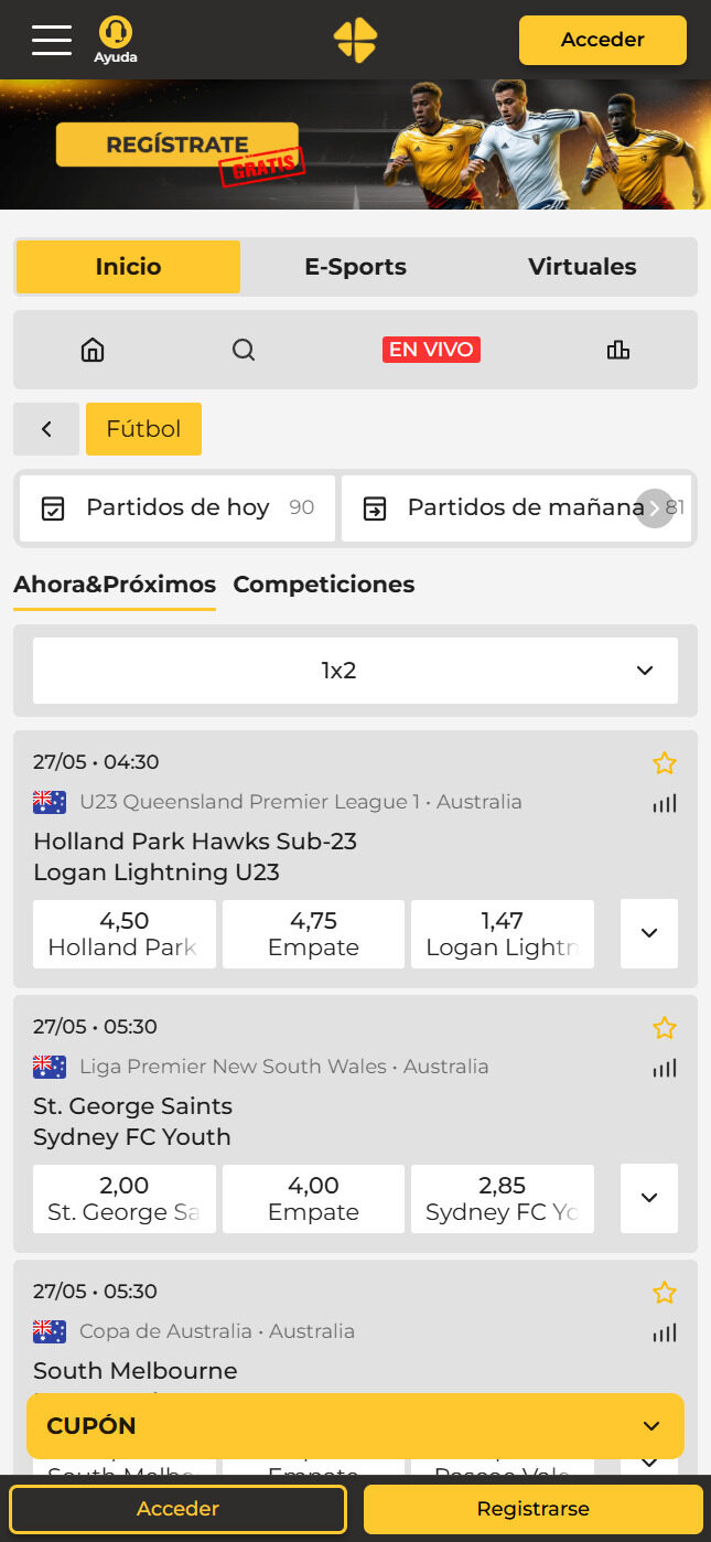 Apuestas de fútbol MiCasino móvil