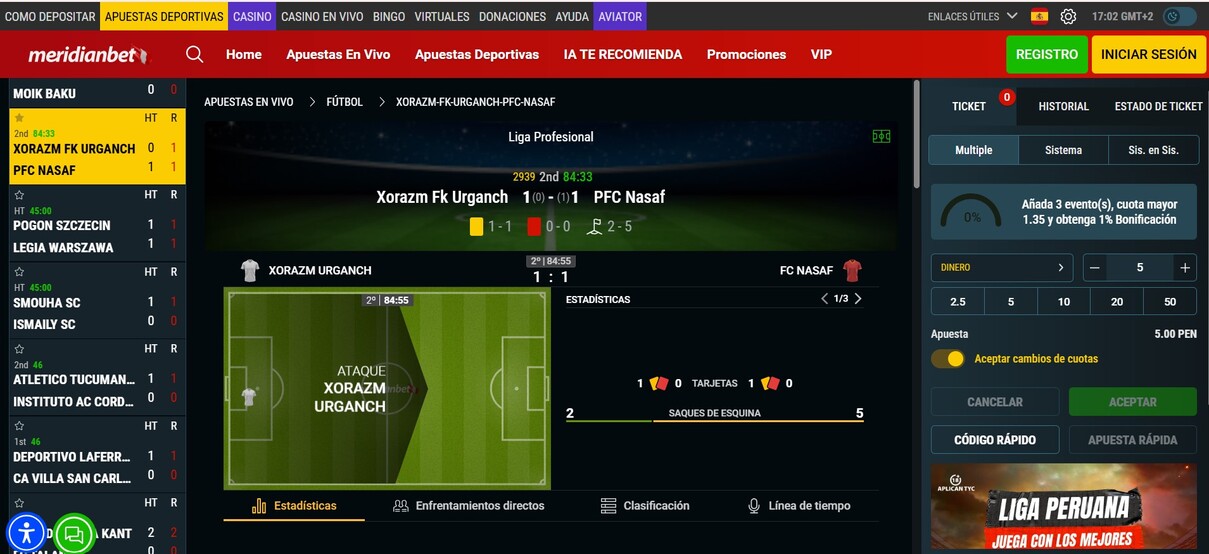 Apuestas en Vivo MeridianBet 