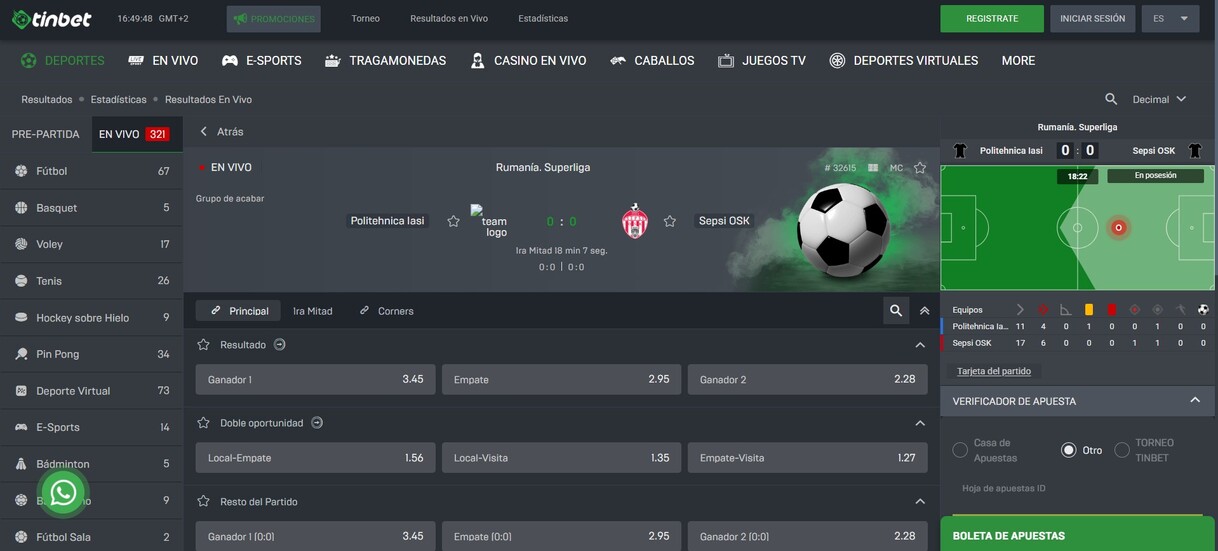Apuestas en Vivo TinBet 