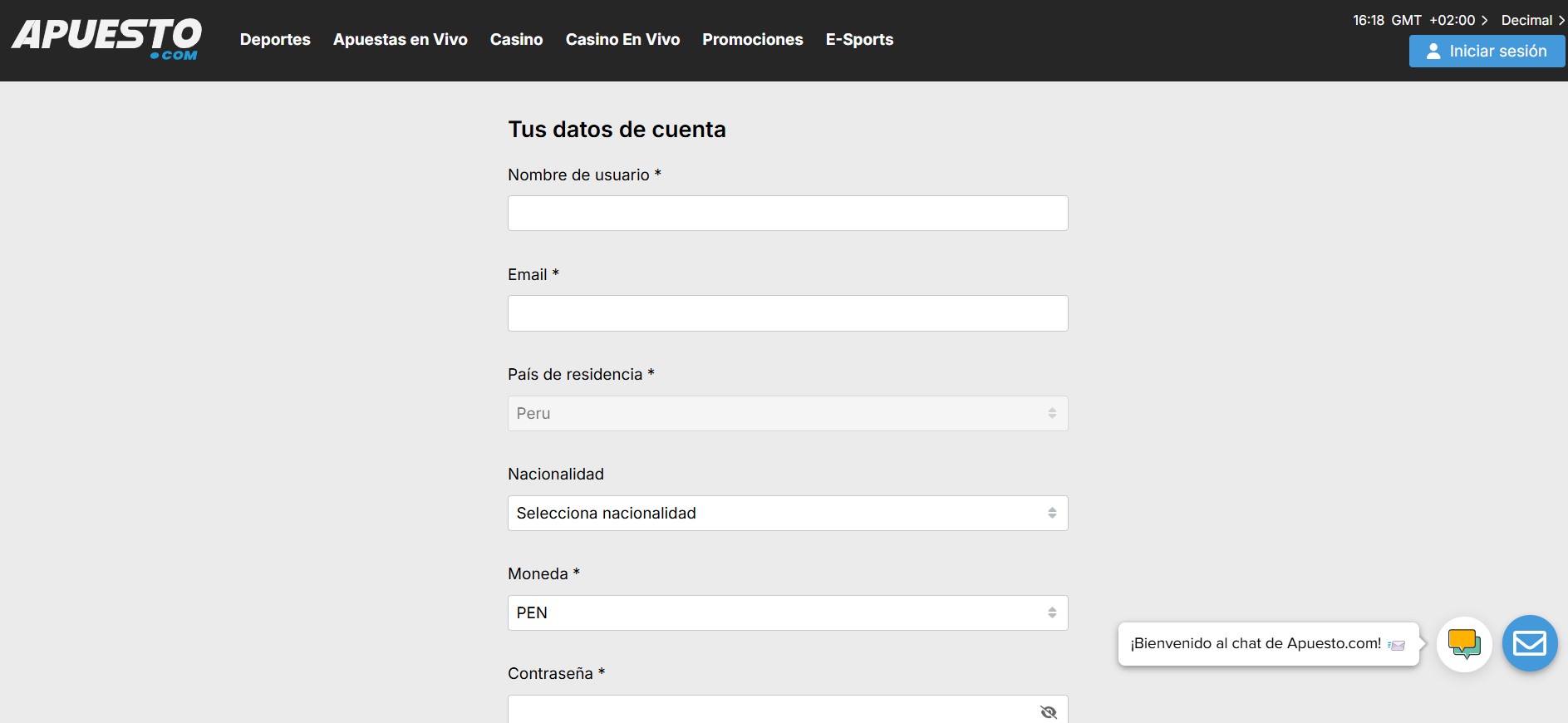 Apuesto Peru Registro