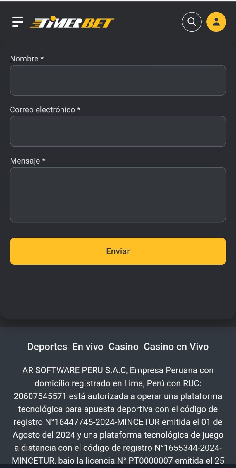 Contacto Timerbet