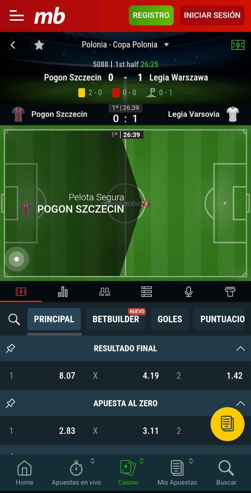 Apuestas en Vivo MeridianBet 