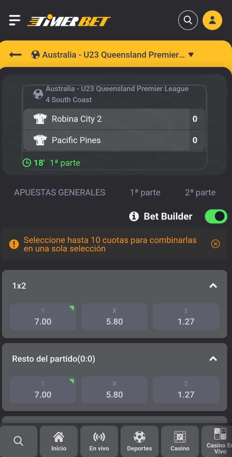 Apuestas en Vivo Timerbet