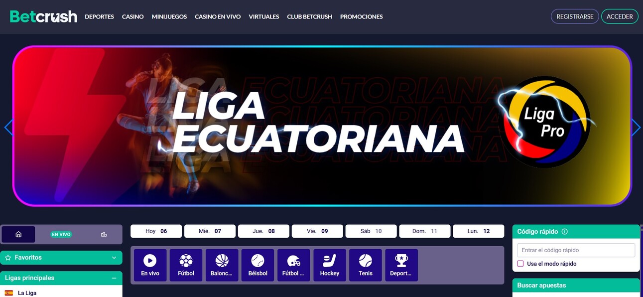 Homepage Betcrush 