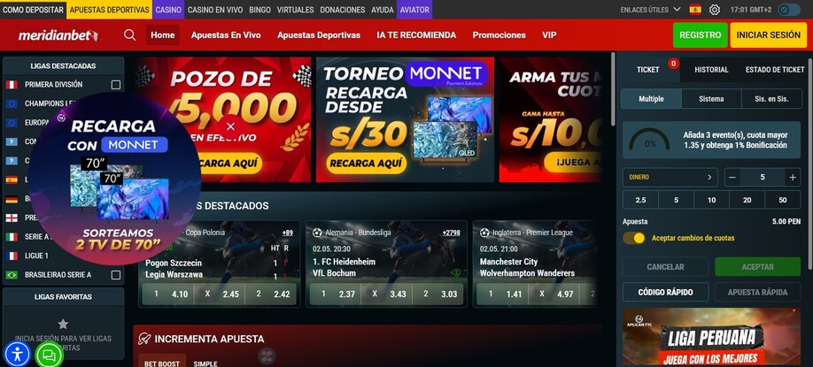 Homepage MeridianBet