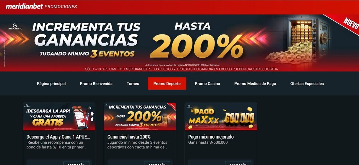 Promociones MeridianBet 
