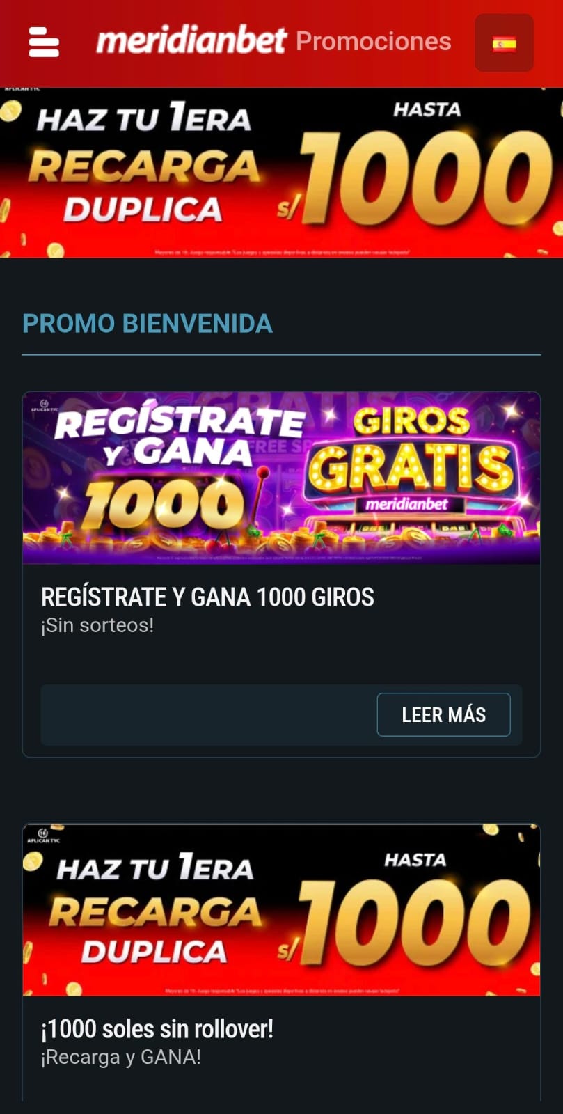 Promociones MeridianBet 