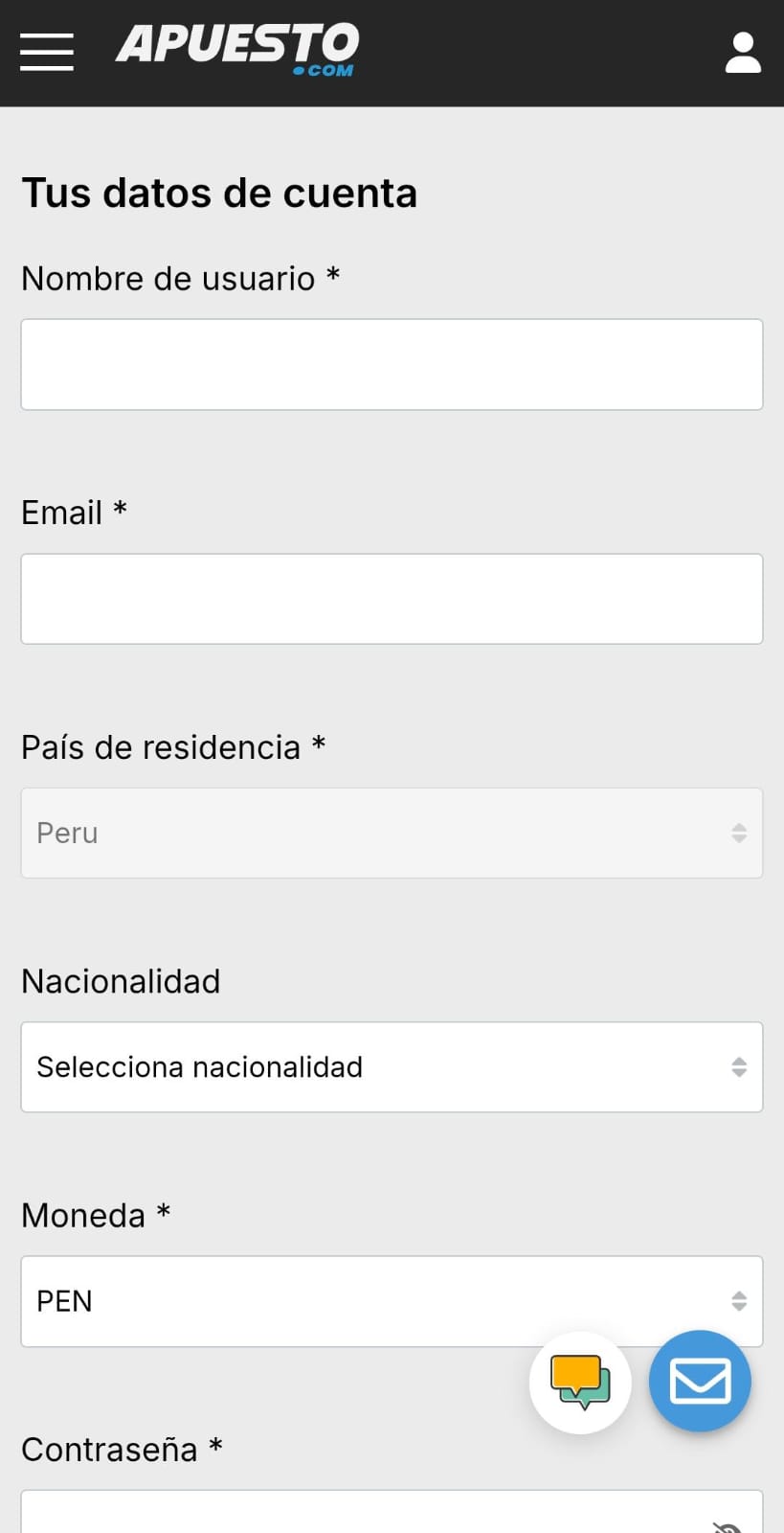 Apuesto Peru Registro