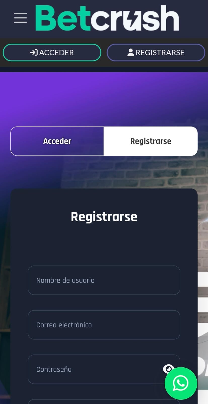 Registro Betcrush