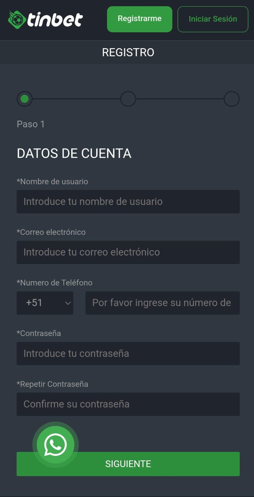 Registro Tinbet
