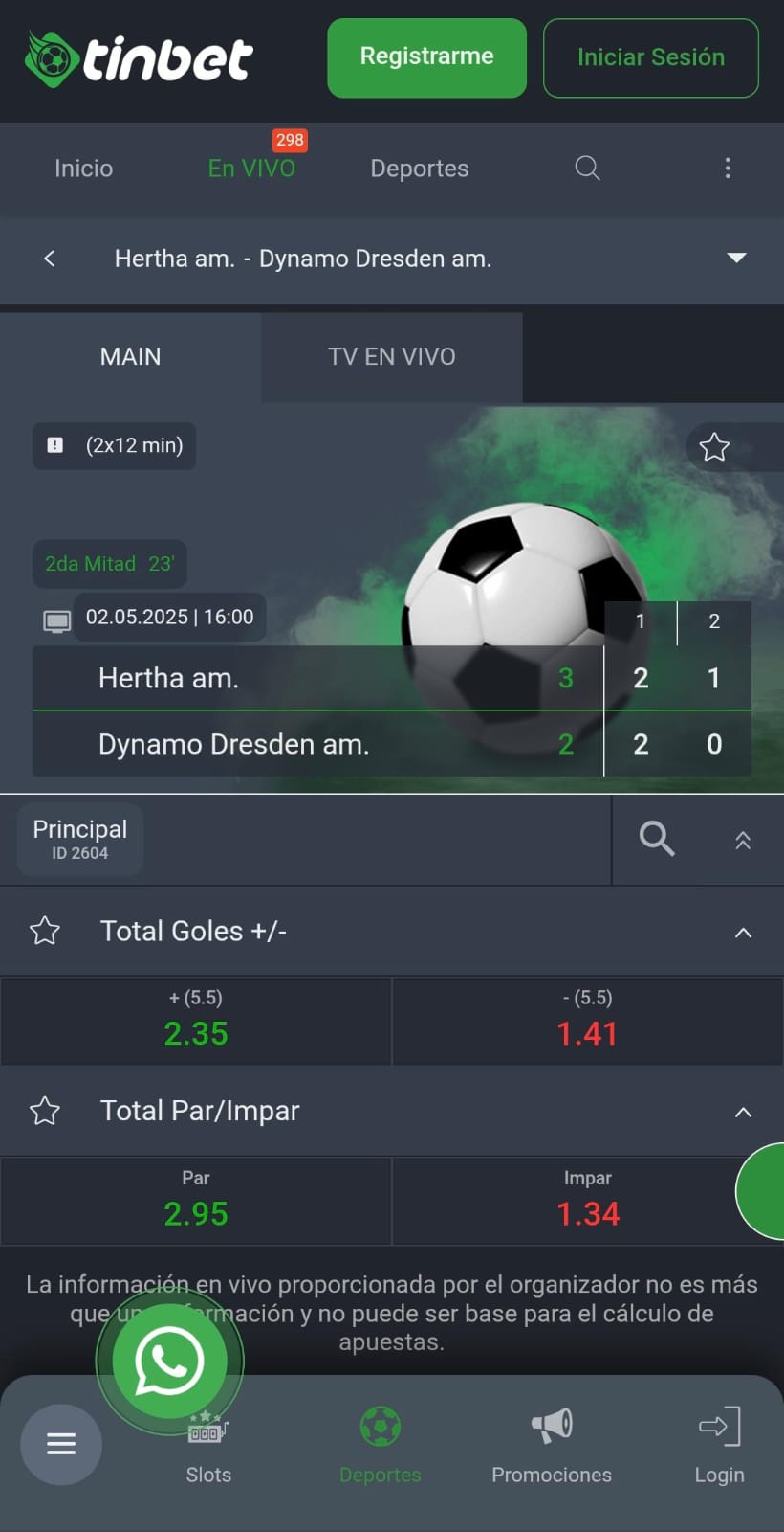 Apuestas en Vivo TinBet 