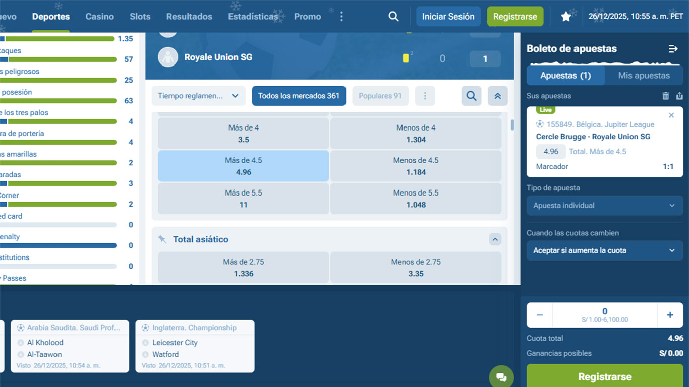 Apostar al mercado Over 4.5 goles