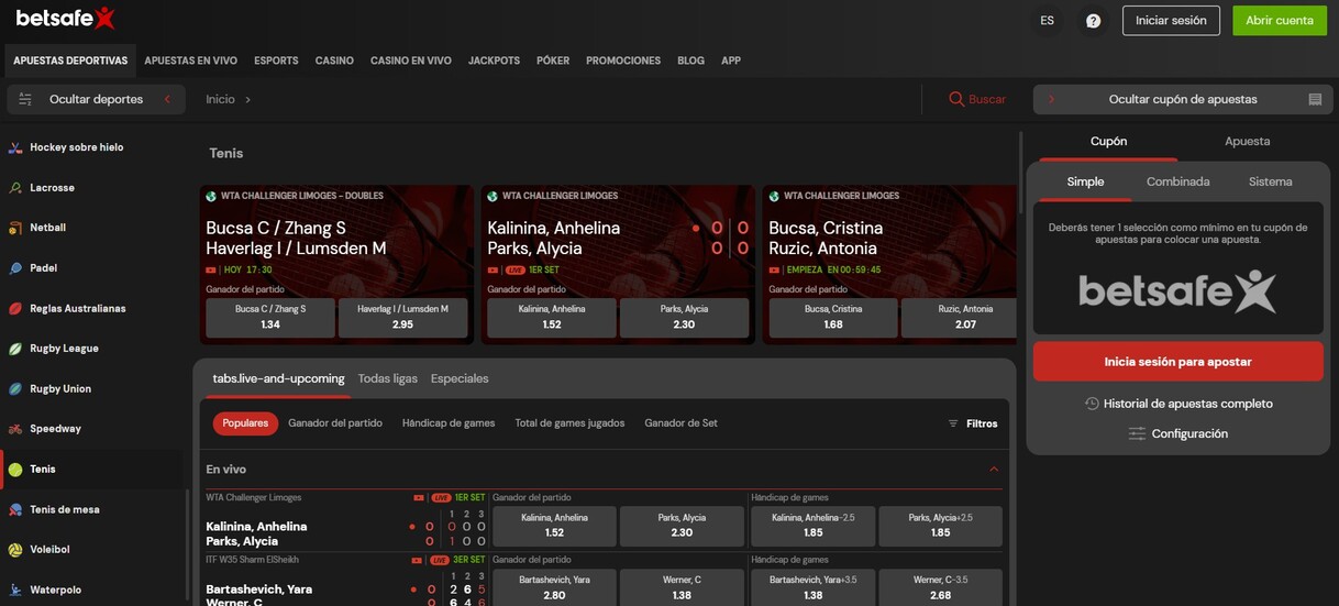 Betsafe Peru Apuestas de Tenis pc