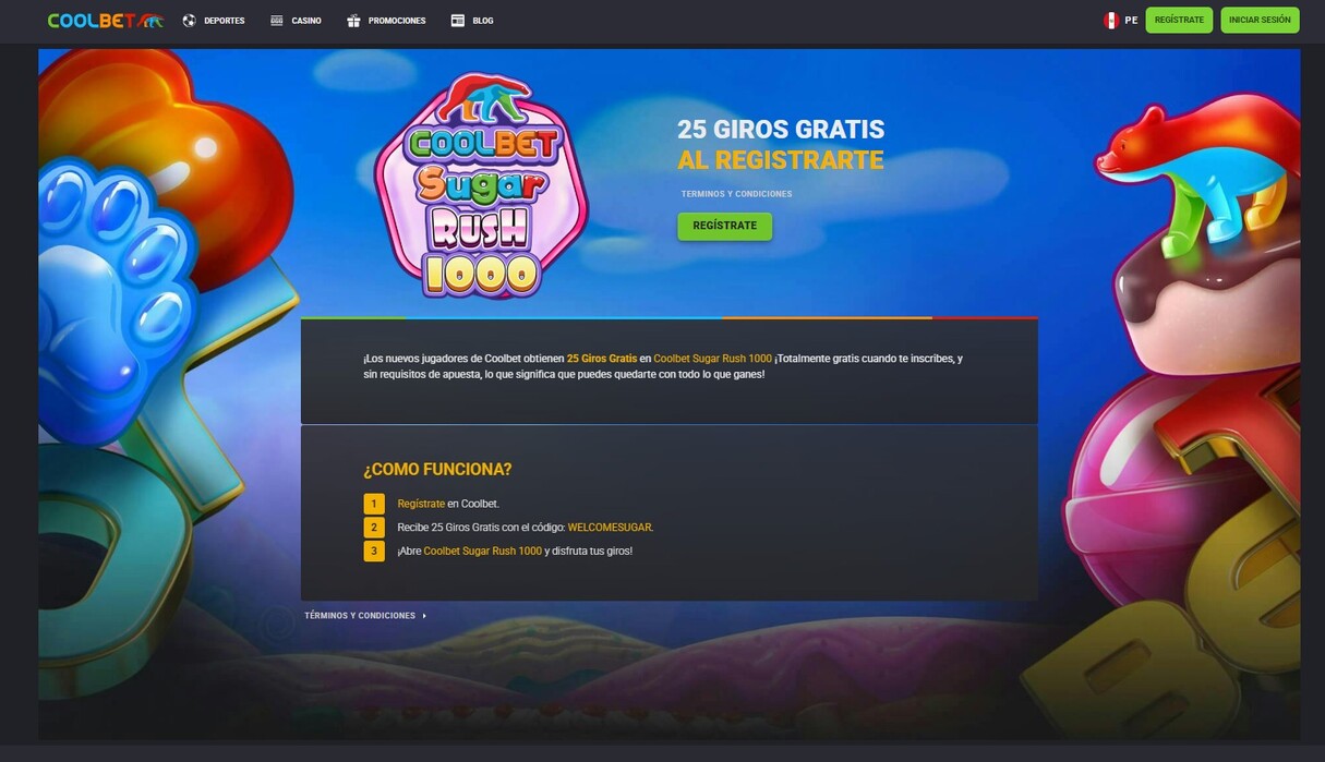 Coolbet Peru Casino Bono de bienvenida 25 giros gratis pc