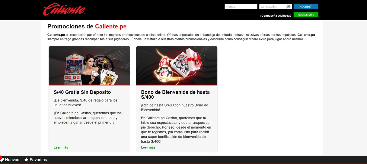 Promociones Casino Caliente Peru pc