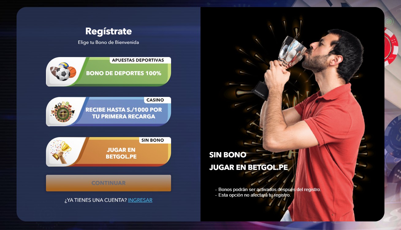 Betgol Perú bonos de bienvenida