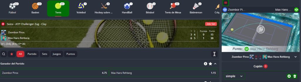 apuestas en vivo al tenis pentagol peru