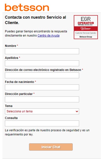 Betsson chat en vivo Peru