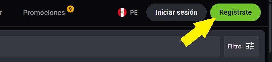 Boton registro Coolbet Peru