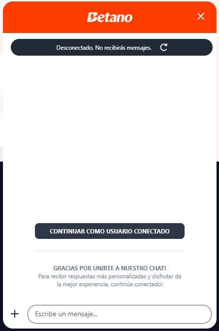 Chat en vivo Betano