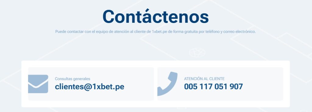 Contacto 1xbet peru