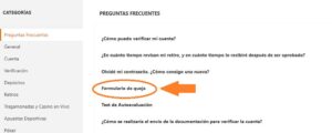 Formulario de queja Betsson Perú