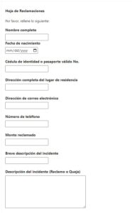 Hoja de reclamaciones Betsson Perú