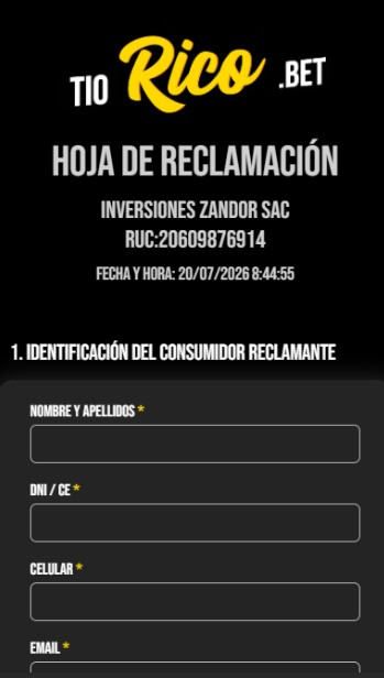 hoja de reclamaciones tiorico peru
