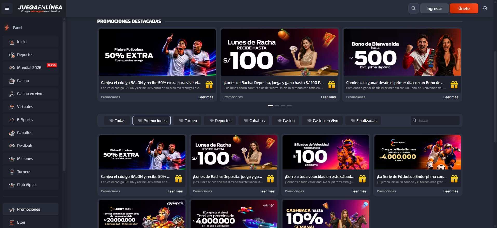 Juegaenlinea Perú Casino Promociones pc
