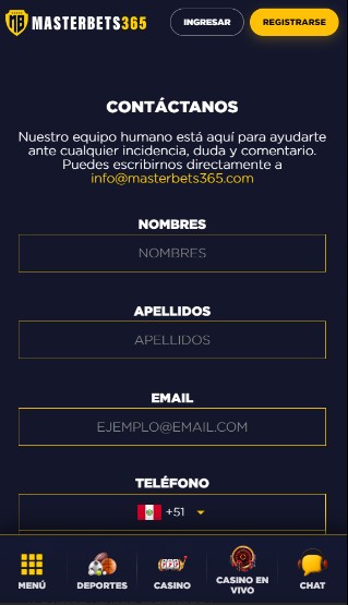 Masterbets365 peru contacto