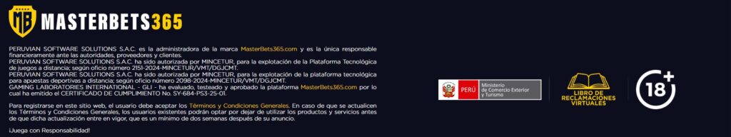 Masterbets365 Peru licencias