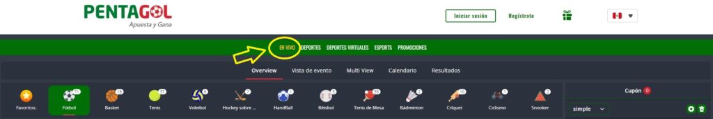 Pentagol botón en vivo