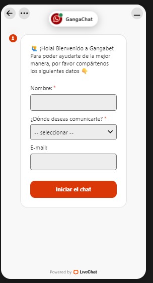 Gangabet Perú chat en vivo