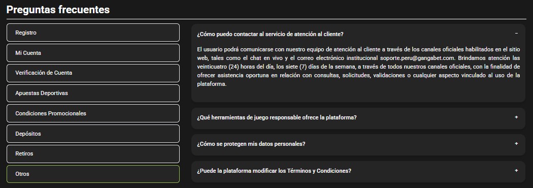 Gangabet Perú preguntas frecuentes