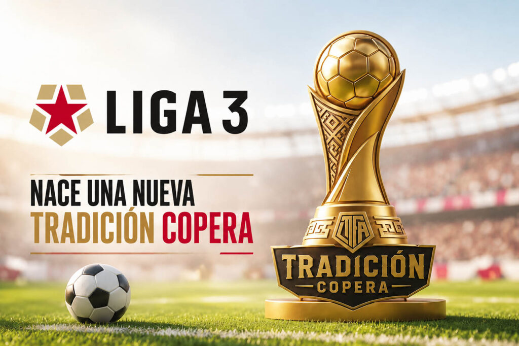 Tradición Copera 2026 con trofeo y logo de Liga 3