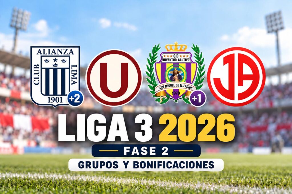 Alt text Alianza Lima, Universitario, Juventud Cautivo y Juan Aurich en la Liga 3 2026, con bonificaciones para la segunda fase