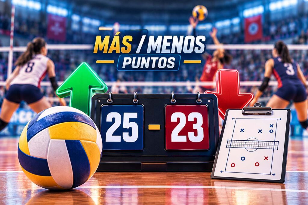 Total de puntos en vóley con marcador 25-23 y apuesta a más de 45,5 puntos