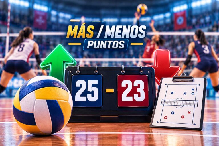 Total de puntos en vóley con marcador 25-23 y apuesta a más de 45,5 puntos